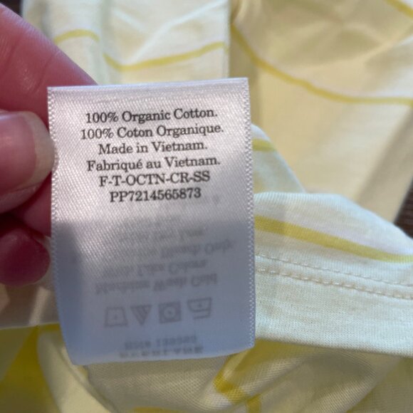 NWT Everlane Sz XS Pale Yellow Striped Organic Cotton Short Sleeve Tee T-Shirt - Picture 6 of 9